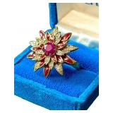 1 CT RUBY & DIAMOND COCKTAIL RING