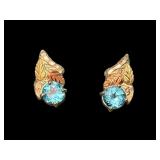 12K/925 BLUE TOPAZ STUD EARRINGS