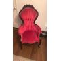 Red Victorian tall back accent chair