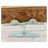 3pc Turquoise Baby Hangers, Wooden, 2 Clowns and
