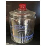 Vintage 8" Tomï¿½s Glass Snack Jar Tomï¿½s Lid