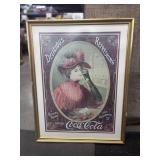 Vintage Coca-Cola Framed Tin Sign, features a