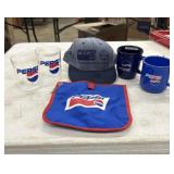 Pepsi Lot Including Coffee Cups, Glasses, Hat,