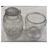 Glass Clamp-Top Barrel Jar & Canister Jar No Lid