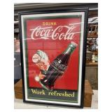 Coca-Cola Framed Poster, Large ï¿½Work Refreshedï¿½