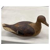 Hand-Carved Wooden Painted Duck Decoy by Joe Rice