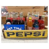 Wood Pepsi-Cola Crate Full of Glass Soda Bottles