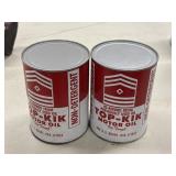 2 Vintage Top-Kik Motor Oil Cans