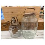 Glass Pickle Jar & Paddle Mixer. Vintage Glass
