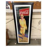 TALL COCA-COLA POSTER FRAMED ADVERTISEMENT