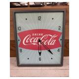 Repro Coca-Cola Fish Tail Clock. Mint Green Face