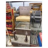 Vintage barber chair with a built-in shoeshine