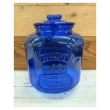 Vintage Salted Peanuts Cobalt Blue Jar with Lid