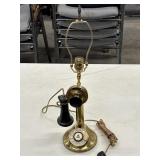 Vintage Brass Candlestick Rotary Dial Phone Lamp
