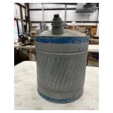 Galvanized Metal Gas Can Blue Rim, Vintage