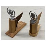 2 Wooden Cadillac Trophies w/Car Emblems