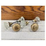 4pc Antique Door Knobs, Glass & Brass