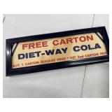 Framed vintage Diet-Way Cola advertising sign.