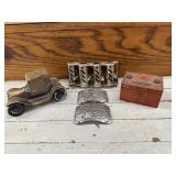 Car Bank, Buckles, Cash Metal Box, Etc.
