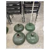 4 Vintage industrial green porcelain enamel