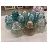 11 Vintage Glass Insulators