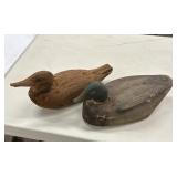 Bundle of 2 Hand Carved Duck Decoys Unmarked