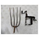 Pitchfork Head & Cast Iron Apple Peeler by