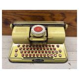 Berwin Gold Tin Typewriter Toy, Yellow Vintage.