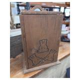 Primitive Style Wooden Cabinet Box Bears Pattern