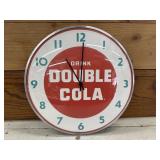 Double Cola Advertising Clock Works Fine. Round