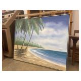 Large Oil Painted Picture of a Beach.