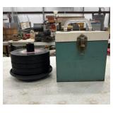 Vintage Teal and White Metal 45 RPM Record Case