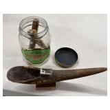 Vintage Horn Ashtray & Cigar Jar, 2 Cigars