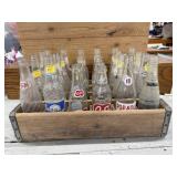 Wood Soda Crate Filled with Vintage Glass Soda