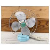 ZERO Turquoise Desk Fan, Vintage Metal Electric