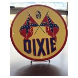 Round metal "Dixie" gasoline sign featuring the