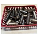 Red Basket of Sockets, Assorted Sizes and Brands