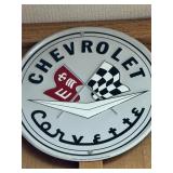 Metal Chevrolet Corvette Advertisement Sign.
