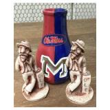 2 Georgia marble Ole Miss, rebels figurines,