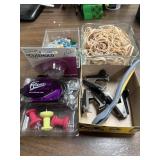 Bundle of office supplies, including rubber