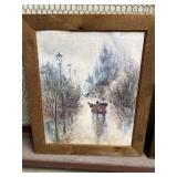 Reproduction print of a Parisian street scene,