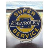 ï¿½Chevrolet Super Service" round metal sign, which