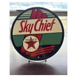 Round metal Texaco Sky Chief sign, specifically