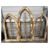 3pc set of distressed wood and metal gothic-style