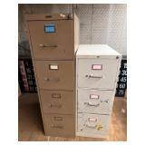 Brown 4-Drawer Metal Filing Cabinet with Gray