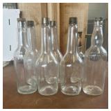 Set of Vintage Clear Glass Liquor Bottles