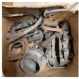 Box of misc car parts
