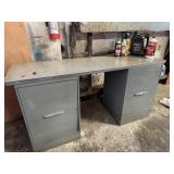 Gray Metal Shop Table Desk with Auto Fluids Brake