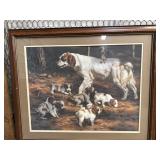 1985 Framed picture of Brittany Spaniels by the