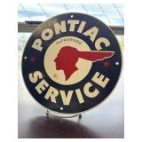 Round porcelain Pontiac Authorized Service sign,